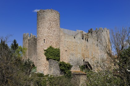 France, Aude, cathar castle from the village of Villerouge Termenes in the heart of the Corbieres