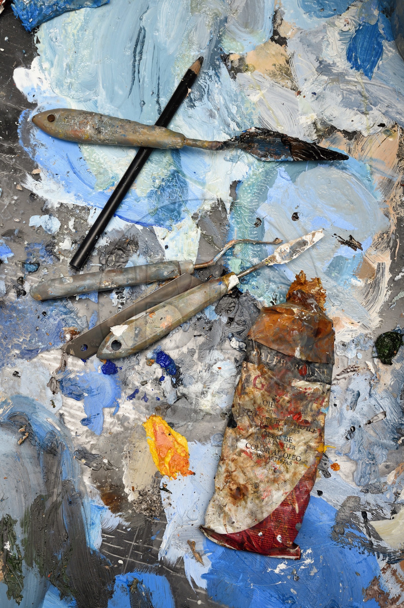 France, Val-de-Marne (94), Yvry-sur-Seine, Atelier de Fred Kleinberg, travail pour l'exposition Odyssée