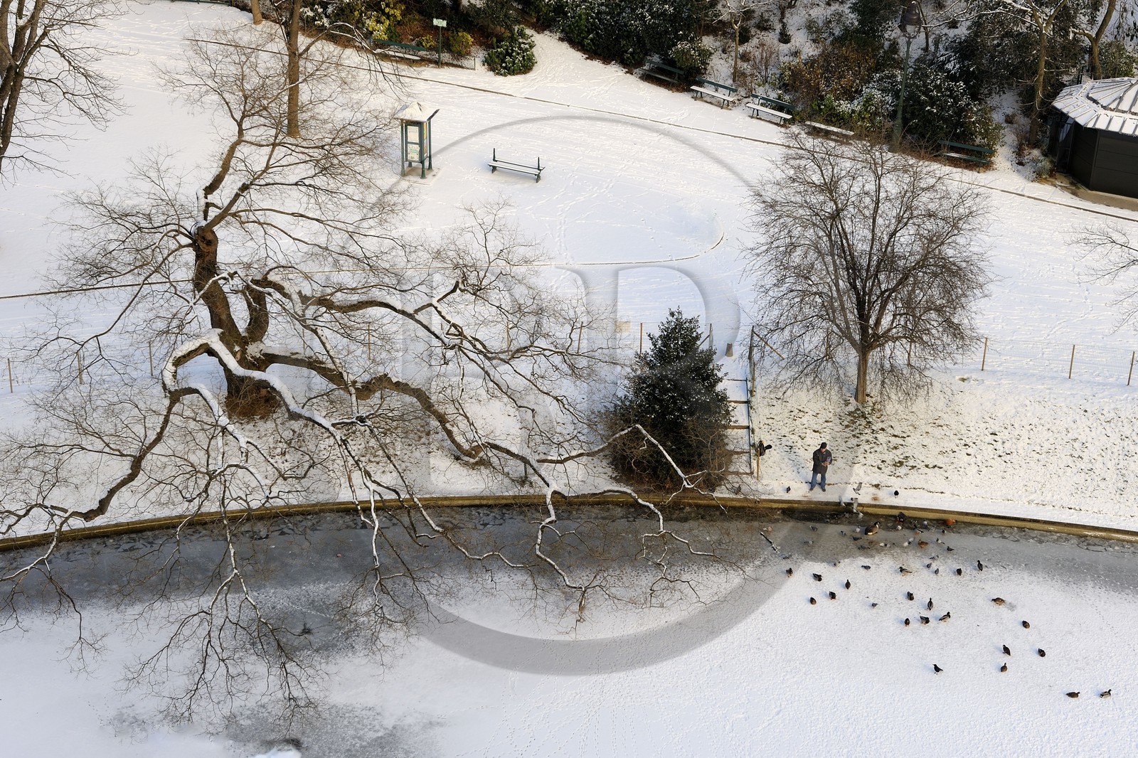 France, Paris (75), parc des Buttes Chaumont sous la neige France, Paris (75), parc des Buttes Chaumont sous la neige