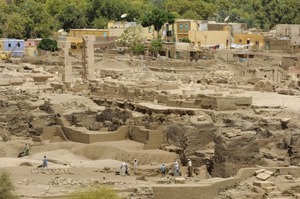 Egypt, Upper Egypt, Nubia, Nile Valley, Aswan, Elephantine Island, archeological excavations site of Satis and Khnoum temples