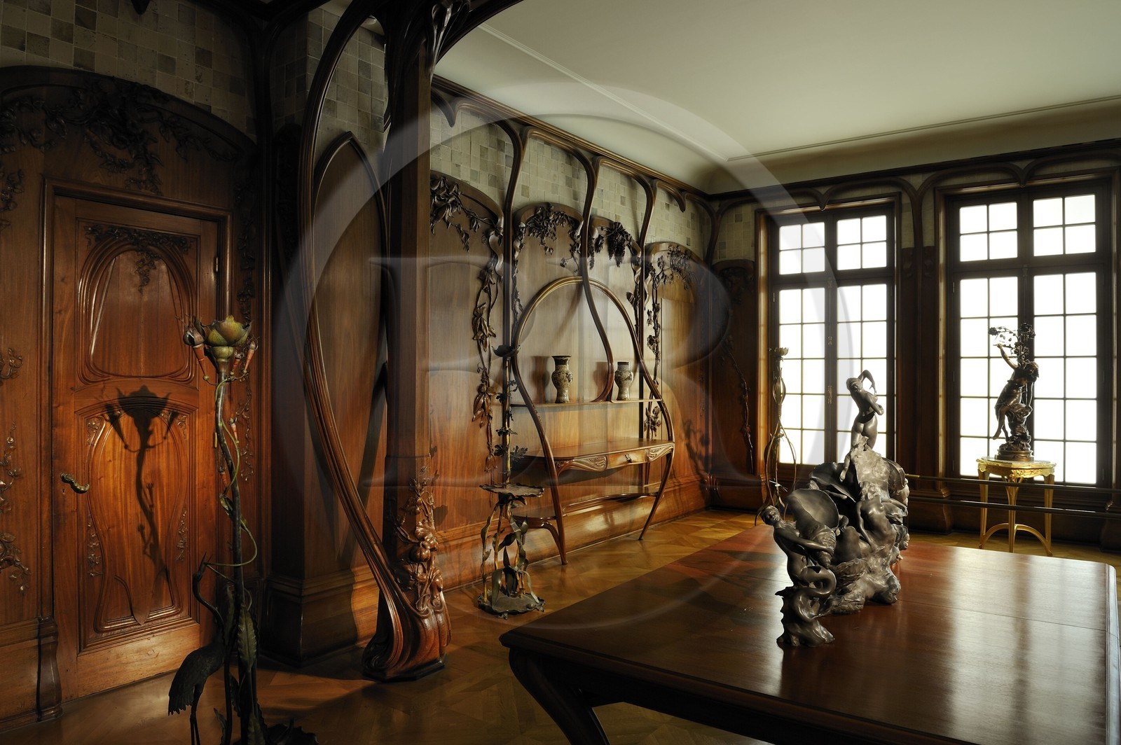 France, Paris (75), le musée d'Orsay, boiserie de la salle à manger de la propritété de Bénard par Alexandre Charpentier 1901