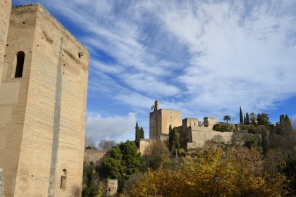 Spain, Andalusia, Granada, the Alhambra, listed as World Heritage by UNESCO, the Alcazaba