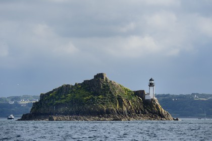 France, Finistere, Morlaix bay, Carantec, lighthouse of Louet island (also a guest house in summer)