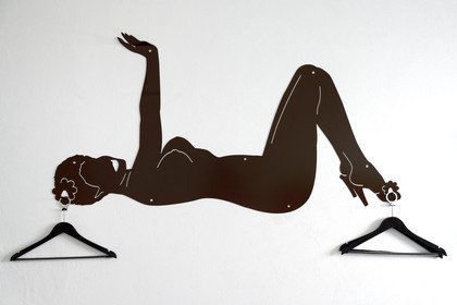 South Africa, Gauteng Province, Johannesburg, Maboneng district, the 12 Decades Johannesburg Art hotel chronicling the history of Johannesburg from 1886- 2006 with rooms designed and conceptualised by some of South Africa’s most celebrated artists and designers, sexy coat rack