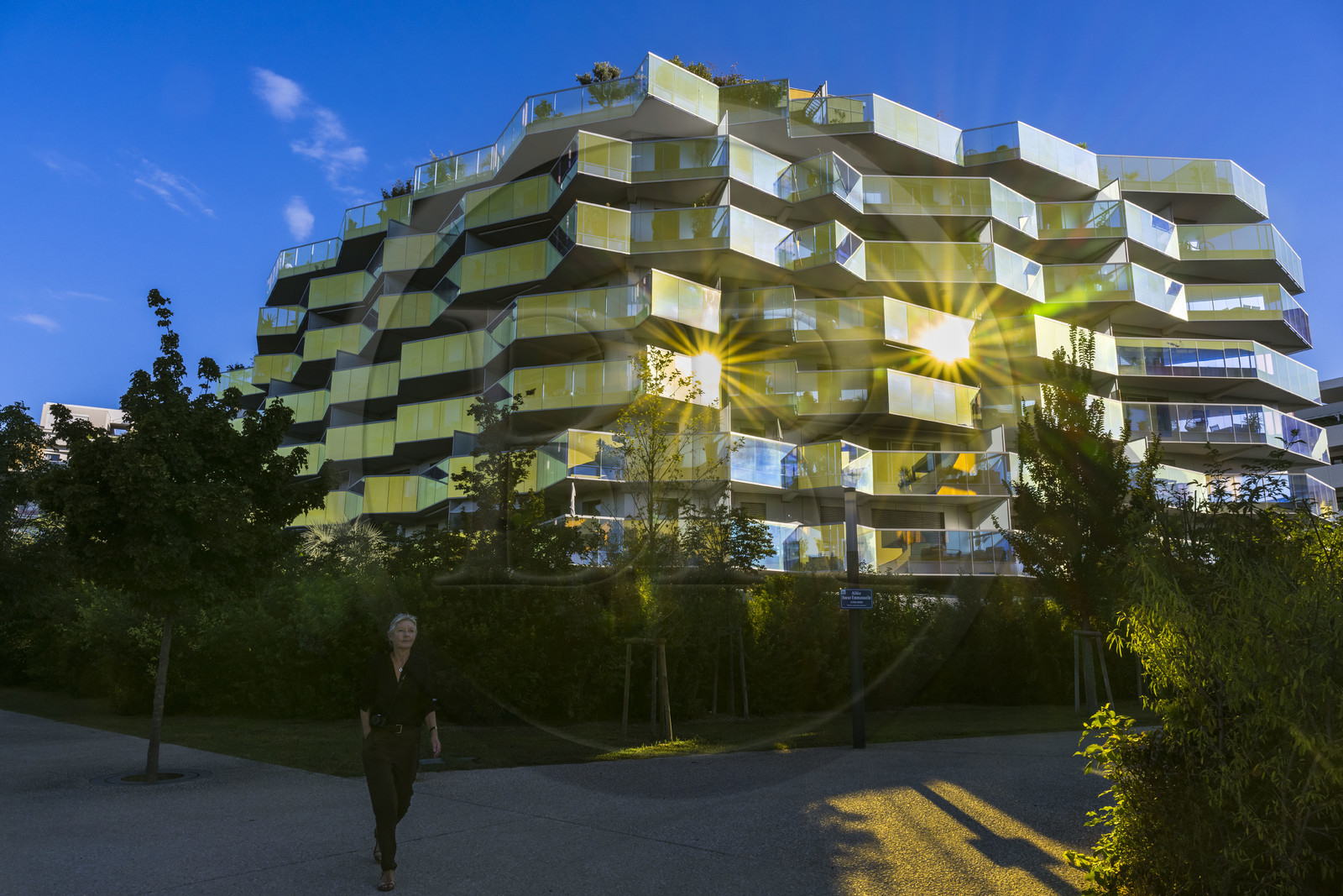 France, Hérault (34), Montpellier,  quartier de Port Marianne, les rives du Lez, la résidence Koh-I-Noor conçu par l'architecte Bernard Bühler