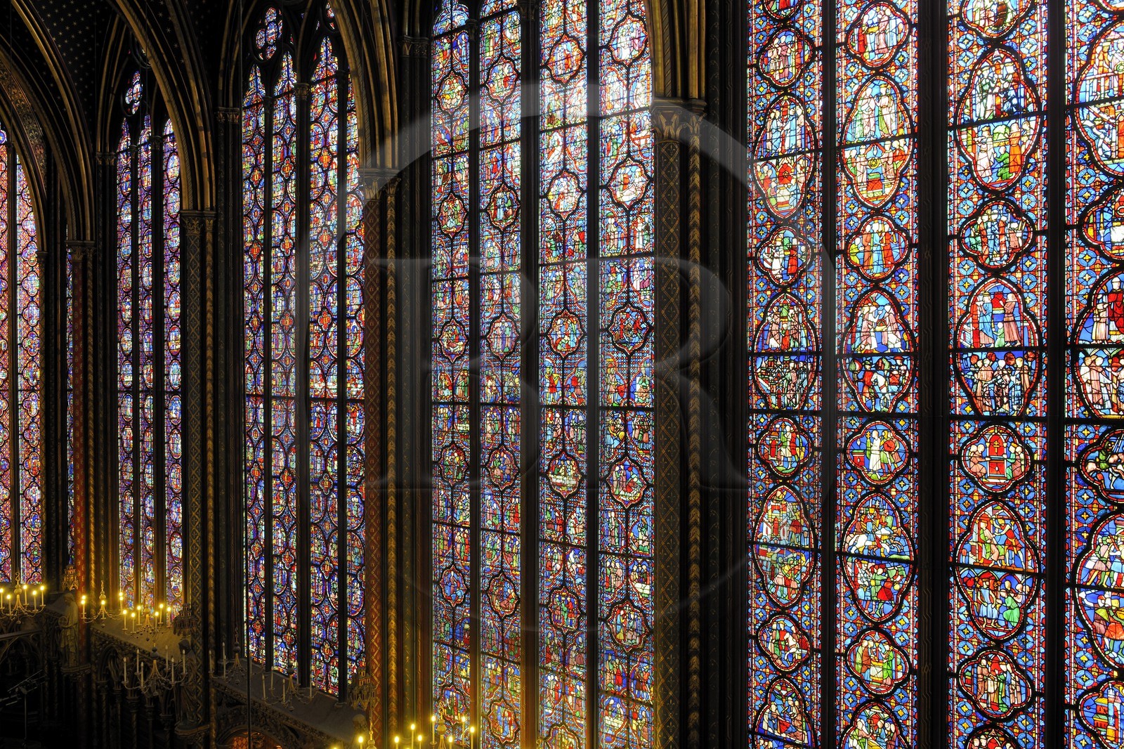 France, Paris (75), ile de la Cité, la Sainte Chapelle, les vitraux de la Chapelle Haute