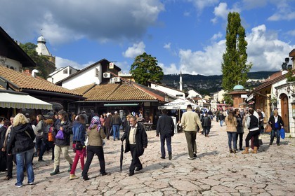 Bosnia and Herzegovina, Sarajevo, Bascarsija district in the old town, Sebilj place or Fountain Square