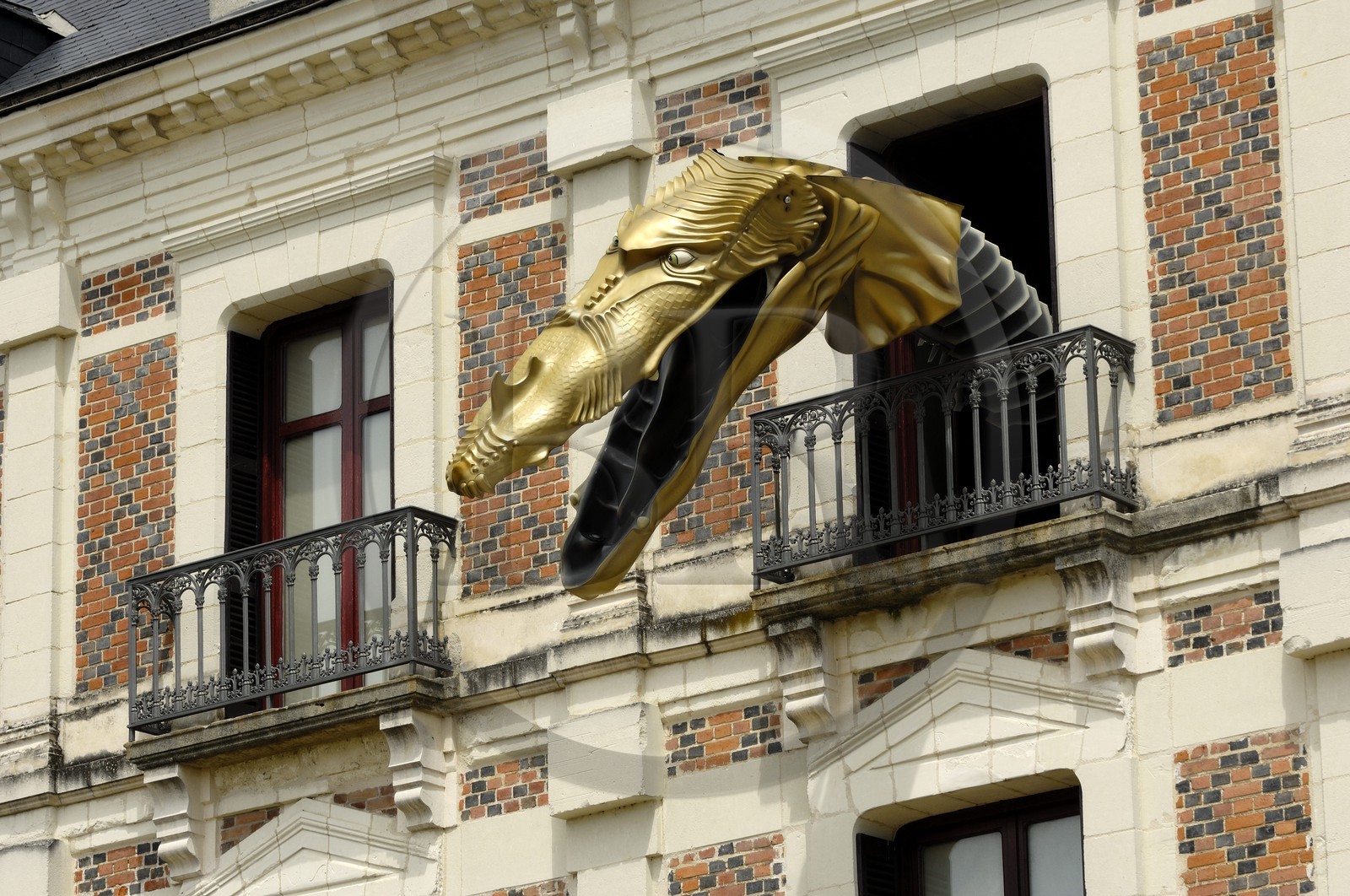 France, Loir et Cher, Blois, automaton at a window from the Maison de la Magie (Magic House)