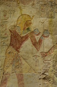 Egypte, Haute Egypte, Nubie, Lac Nasser, temple de Kalabsha, fresques du temple de Beit el-Wali, le pharaon Ramses II faisant des offrandes aux dieux