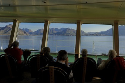 Norway, Troms, southern coast of the island Hinnoya view from the Hurtigruten coastal express