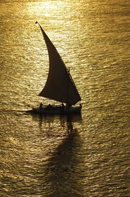 Egypte, Haute Egypte, vallée du Nil, Louxor, felouque sur le Nil