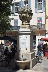 France, Var, Toulon, the Fontaine du Panier on the Cours Lafayette with a text from Jean Cocteau