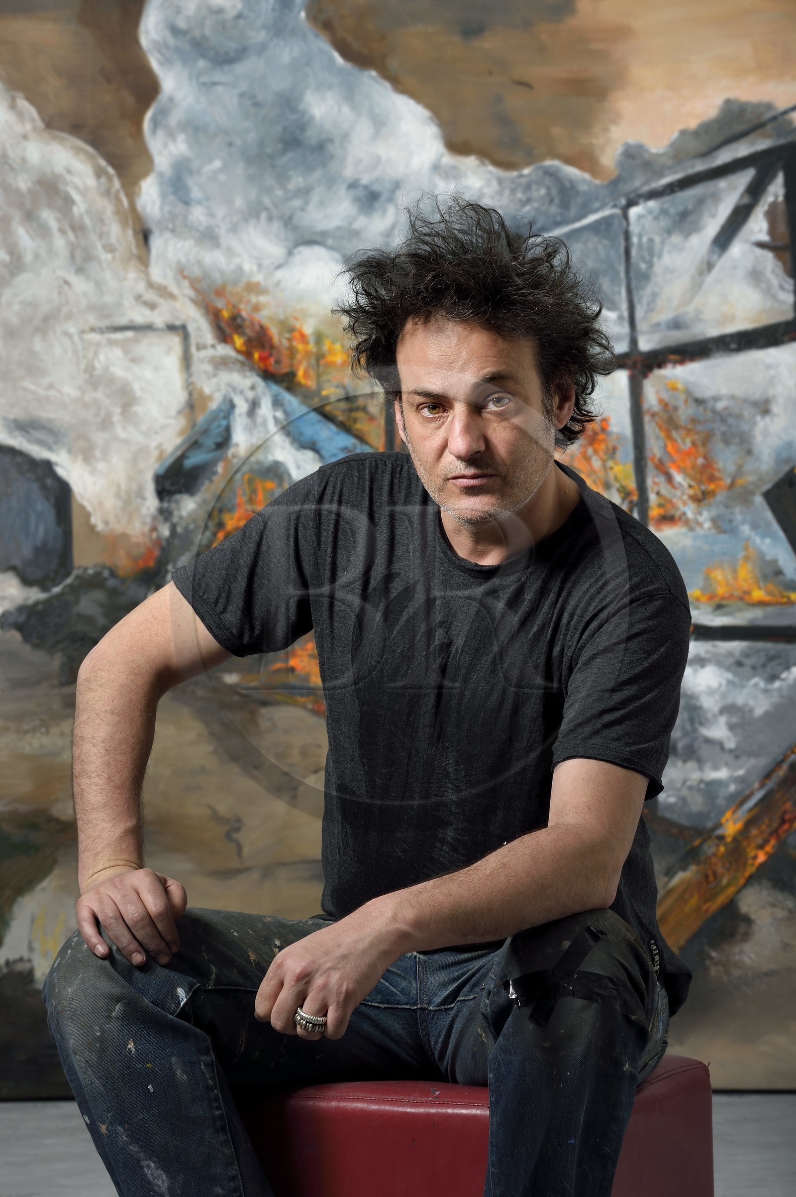 France, Val-de-Marne (94), Yvry-sur-Seine, Atelier de Fred Kleinberg, travail pour l'exposition Odyssée