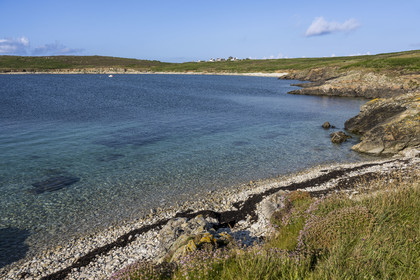 France, Finistère (29), Mer d'Iroise, Ile d'Ouessant, Baie de Lampaul, Porz Goret  sur la cote Sud