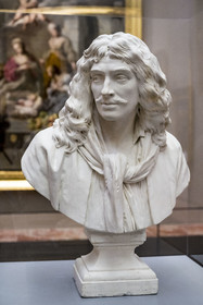 France, Herault, Montpellier, historic center, Fabre museum, Galerie des Griffons, Bust of Molière by the sculptor Jean Antoine Houdon (1778)