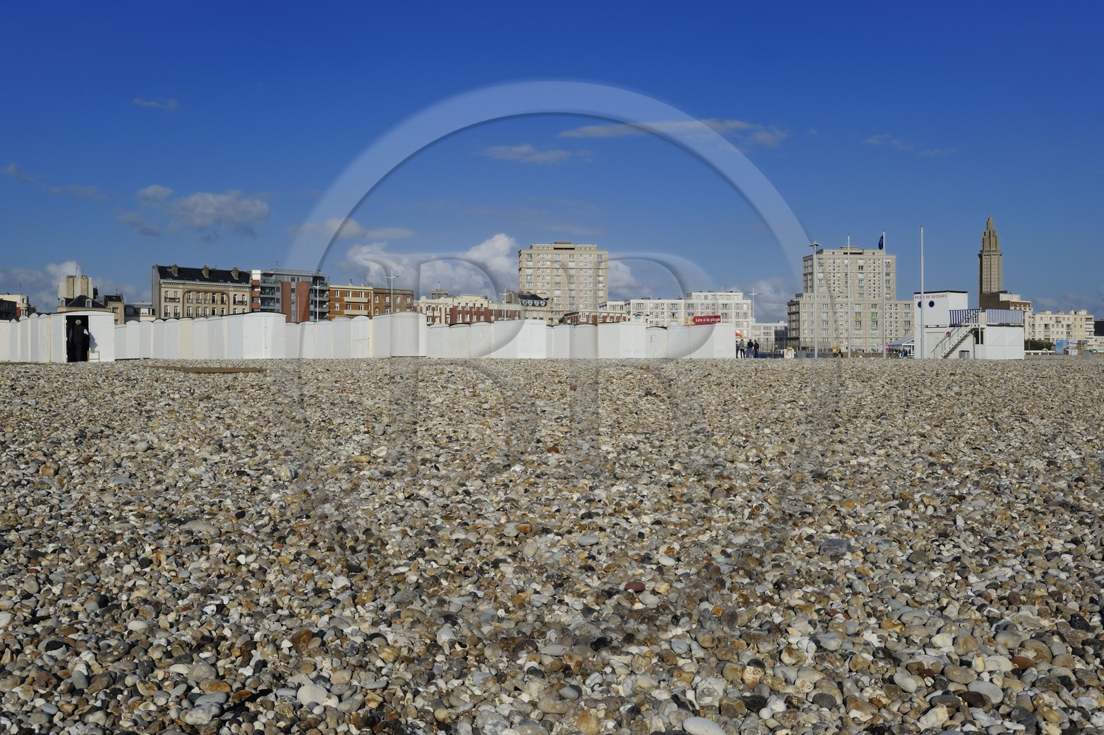 France, Seine-Maritime (76), Le Havre, Centre-ville reconstruit du Havre par Auguste Perret classé Patrimoine Mondial de l'UNESCO, la grande plage de galets