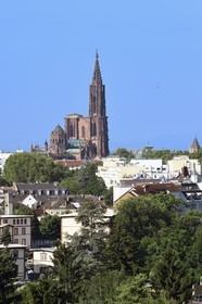 France, Bas Rhin, Strasbourg, old town listed as World Heritage by UNESCO, Notre Dame Cathedral and the Contade district in the foreground