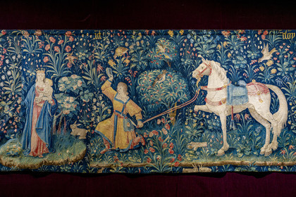 France, Cote d'Or, Beaune, area listed as World Heritage by UNESCO, Hospices de Beaune, Hotel Dieu, the tapestry of the legend of Saint Eloi