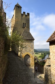 France, Dordogne, Perigord Noir, Dordogne Valley, Beynac et Cazenac, labelled Les Plus Beaux Villages de France (The Most Beautiful villages of France), medieval village, tower called of the Convent