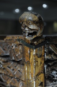 Norway, Oslo, Bygdoy Peninsula, Viking Boats Museum, objects found in Oseberg tomb of the 9th century, sleigh detail