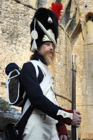 Italy, Liguria, Sarzana, Napoleon Festival, soldier of the Grande Armée, private of the 1st Regiment Grenadiers of the Old Guard