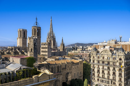 Espagne, Catalogne, Barcelone, quartier Barrio Gotico, cathédrale basilique métropolitaine de la Sainte-Croix et de Sainte Eulalie