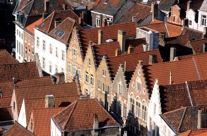 Belgium, West Flanders, Bruges (Brugge), typical houses along Steenstraat close to the Grand' place