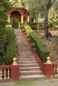 France, Alpes-Maritimes, Menton, Domaine des Colombieres, one of the many small structures that inhabit the park designed and created by Ferdinand Bac