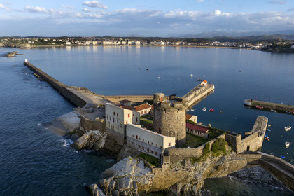 France, Pyrenees Atlantiques, Basque Country coast, Ciboure, the Socoa fort built under Louis XIII, remodeled by Vauban protecting the bay of Saint-Jean-de-Luz (aerial view)