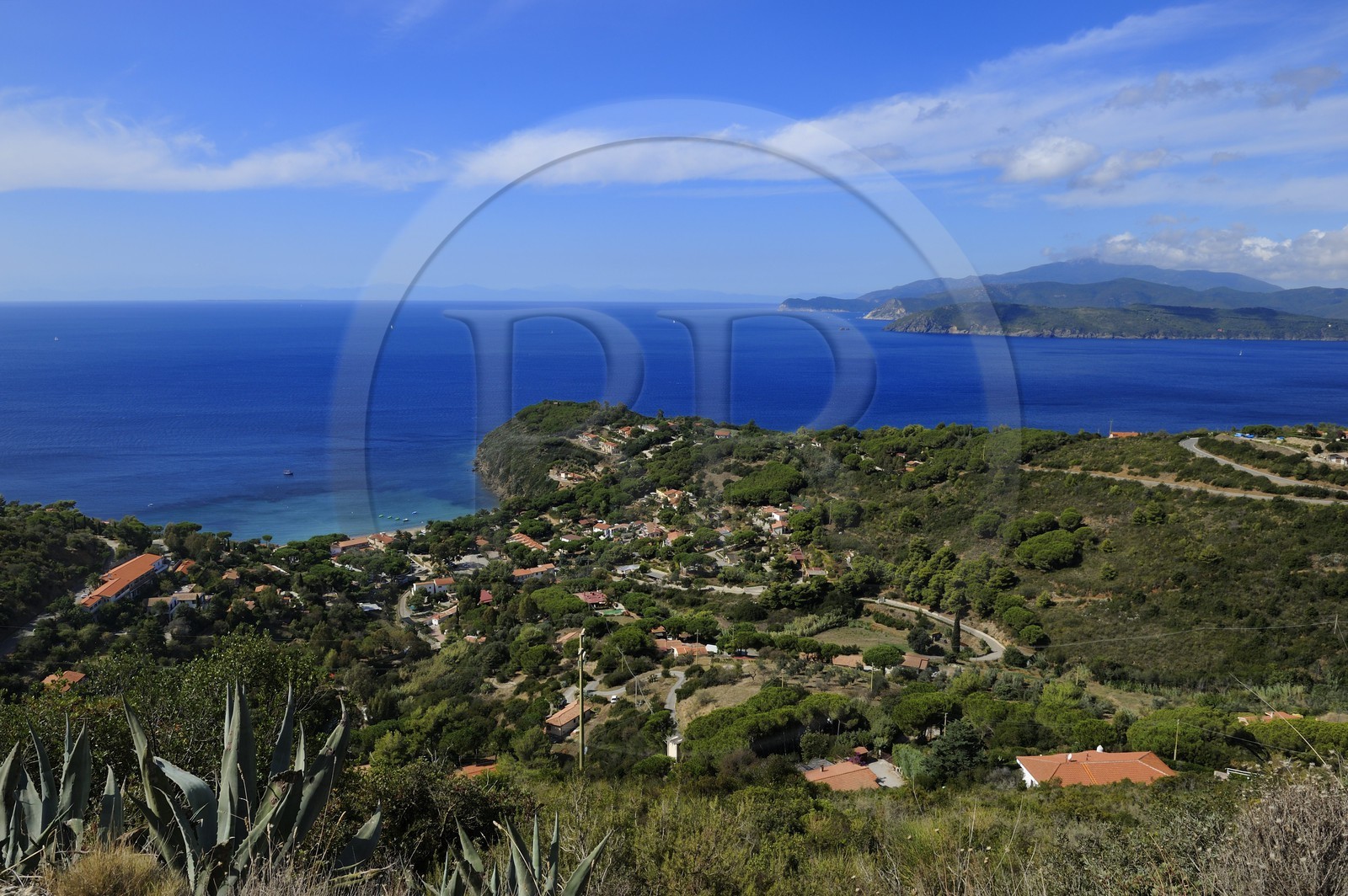 Italy, Tuscany, Elba Island, the south coast view from the perched village of Capoliveri