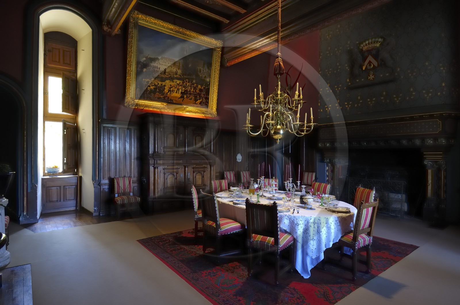 France, Maine et Loire (49), château de Montreuil-Bellay, salle à manger