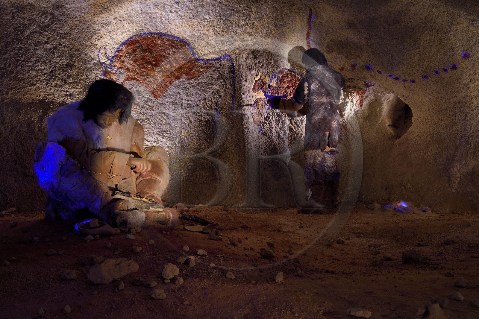 France, Dordogne (24), Perigord Noir, vallée de la Vézère, Thonac, Le Thot, espace Cro-Magnon, reconstitution préhistorique