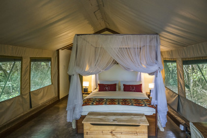 Rwanda, Parc national de l'Akagera, Ruzizi Tented Lodge, une tente