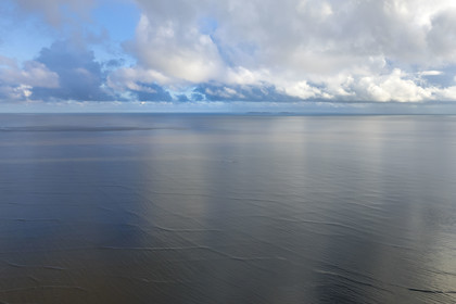 France, French Guiana, Kourou, the Iles du Salut offshore, seen from the coast
