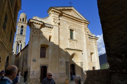 France, Haute Corse, Balagne, perched village of Speloncato, the Collegiate Church of Santa Maria Assunta