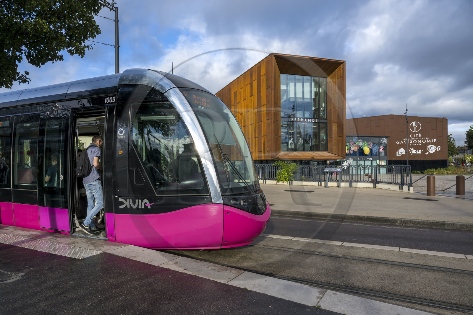 France, Côte-d'Or (21), Dijon, zone classée Patrimoine Mondial de l'UNESCO, Cité Internationale de la Gastronomie et du Vin par l'architecte Anthony Béchu, le canon de lumière qui abrite l'école Ferrandi