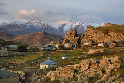 Azerbaijan, Quba (Guba) region, Greater Caucasus mountain range, village of Giriz at dawn