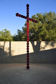 France, Bouches du Rhone,  Le Puy Sainte Reparade, Chateau La Coste vineyard and contemporary art center, The Great Red Cross by Jean-Michel Othoniel (Compulsory Mention)