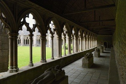 France, Cotes-d'Armor, Treguier, Saint Tugdual cathedral cloister, recumbent statues