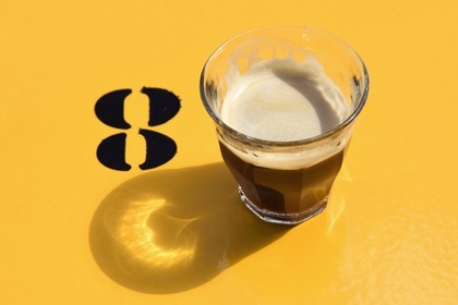 France, Charente-Maritime, Saintonge, Port-d'Envaux, cup (glass) of coffee