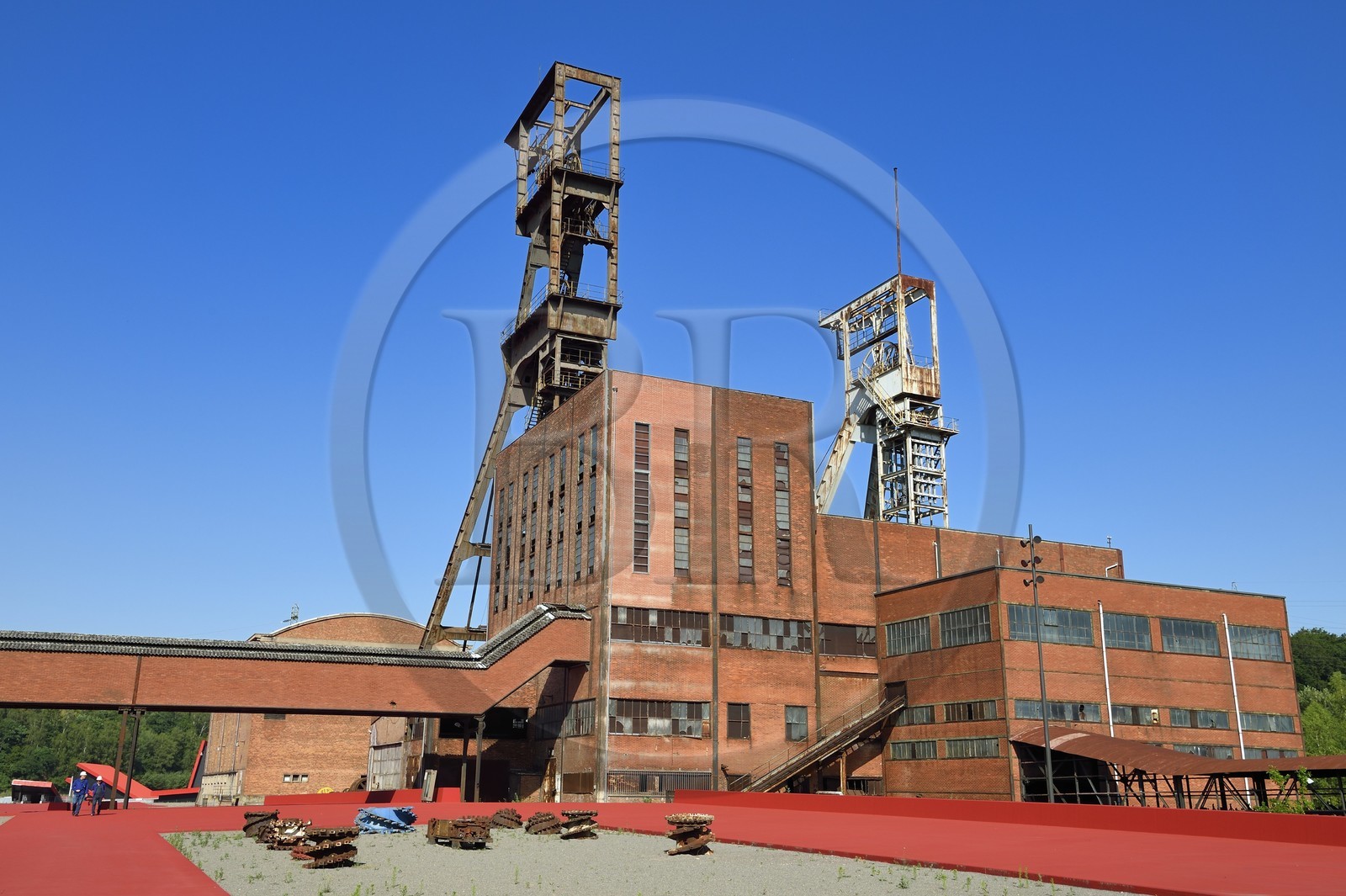 France, Moselle (57), Petite-Rosselle, le musée du carreau Wendel, chevalements du puits Wendel 1 et 2 sur le carreau