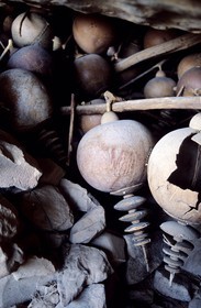 Mali, Dogon Country, Bandiagara Cliff listed as World Heritage by UNESCO, Songo, hall of the circumcised with ritual musical instruments