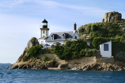 France, Finistere, Morlaix bay, Carantec, lighthouse of Louet island (also a guest house in summer)