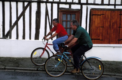 France, Eure, bicycle riding in the Risle River valley