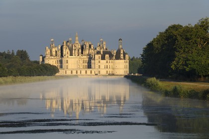France, Loir et Cher, Loire Valley listed as World Heritage by UNESCO, Chateau de Chambord at the end of the Grand canal