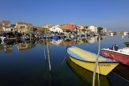 France, Hérault (34), Sète, quartier de la Pointe Courte, village de pêcheurs donnant sur l'étang de Thau, le petit port