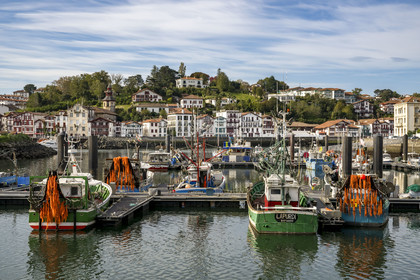 France, Pyrenees Atlantiques, Basque Country, Saint Jean de Luz, the fishing port and Ciboure in the background