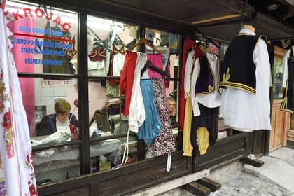Bosnia and Herzegovina, Sarajevo, Bascarsija district in the old town, dressmaker and manufacturer of traditional costumes