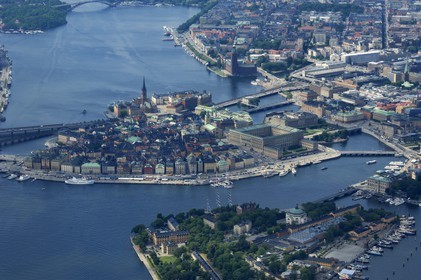 Suède, Stockholm, ile de Gamla Stan (vieille ville) (vue aérienne)