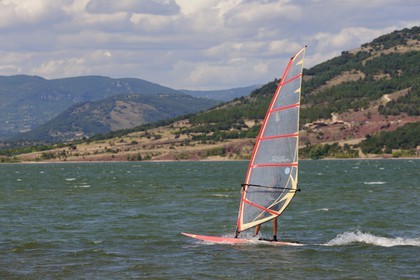 France, Herault, windsurfing on Salagou Lake